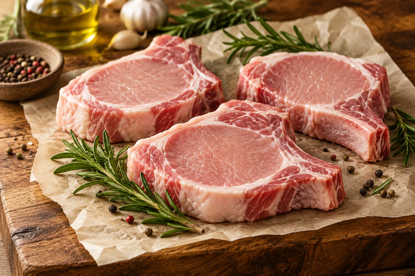 Pork chops with culinary herbs